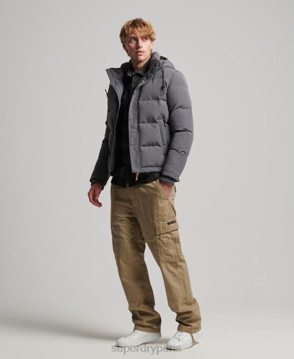 Superdry Hommes doudoune à capuche everest D64Z1049 vêtements gris foncé