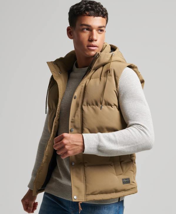 Superdry Hommes doudoune à capuche everest D64Z1065 vêtements brun