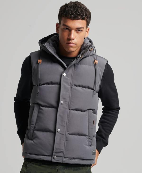 Superdry Hommes doudoune à capuche everest D64Z963 vêtements gris foncé