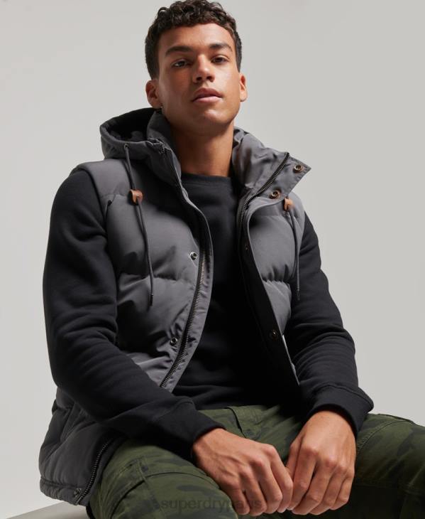 Superdry Hommes doudoune à capuche everest D64Z963 vêtements gris foncé