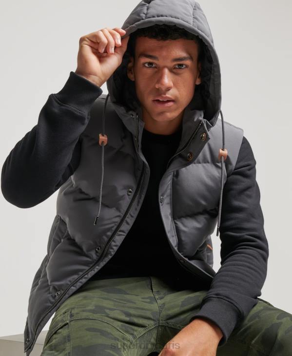 Superdry Hommes doudoune à capuche everest D64Z963 vêtements gris foncé