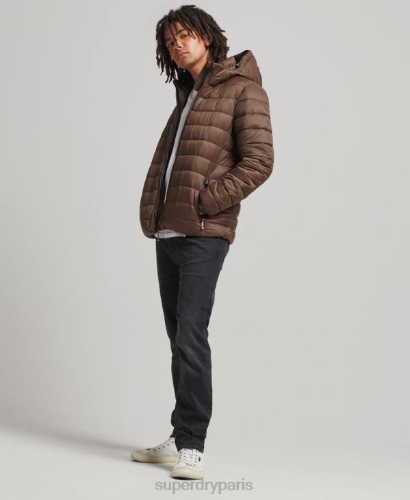 Superdry Hommes doudoune classique à capuche D64Z987 vêtements brun