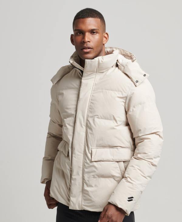 Superdry Hommes doudoune courte à coupe carrée D64Z4456 vêtements beige