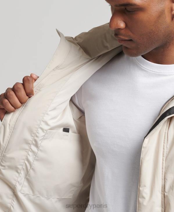 Superdry Hommes doudoune courte à coupe carrée D64Z4456 vêtements beige