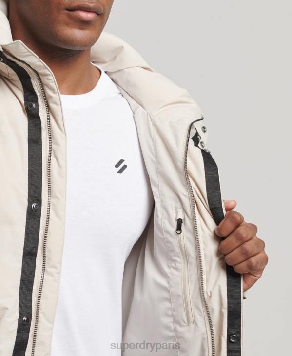 Superdry Hommes doudoune courte à coupe carrée D64Z4456 vêtements beige