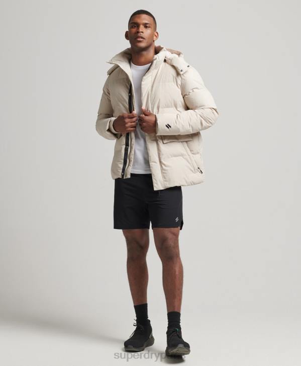 Superdry Hommes doudoune courte à coupe carrée D64Z4456 vêtements beige