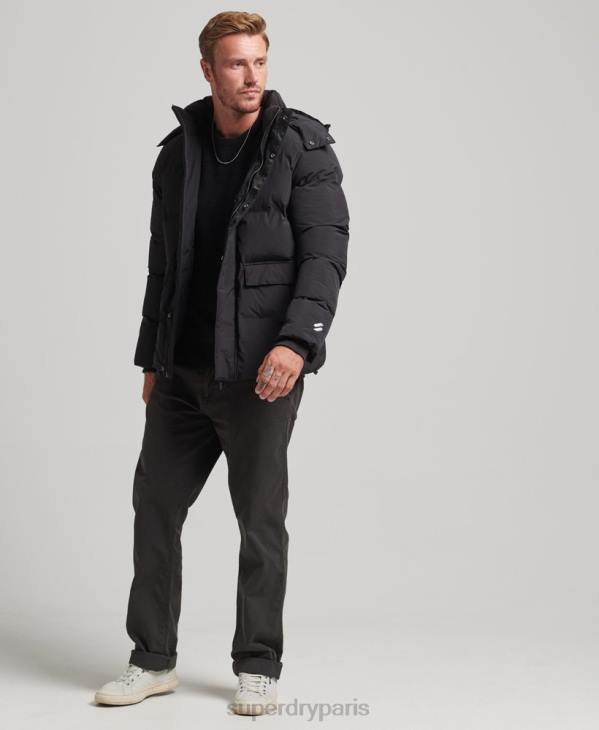 Superdry Hommes doudoune courte à coupe carrée D64Z4501 vêtements noir
