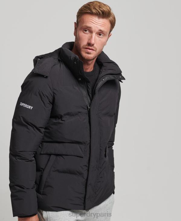 Superdry Hommes doudoune courte à coupe carrée D64Z4535 vêtements noir