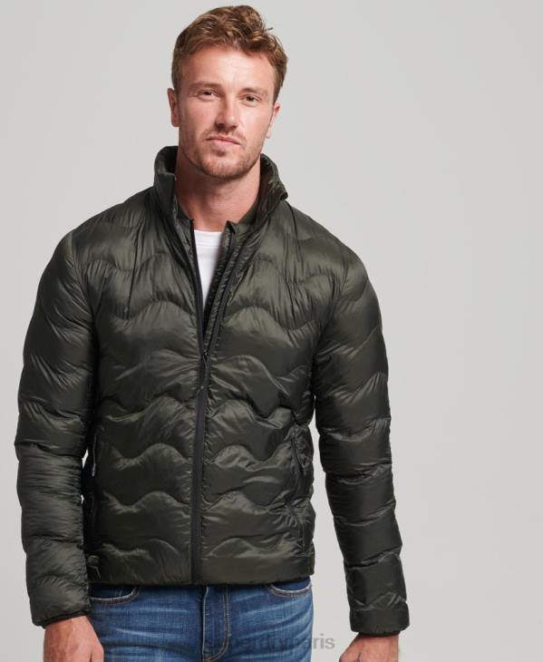 Superdry Hommes doudoune courte légère matelassée D64Z4499 vêtements vert