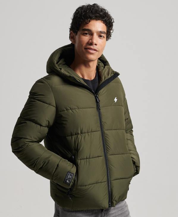Superdry Hommes doudoune de sport à capuche D64Z1020 vêtements kaki