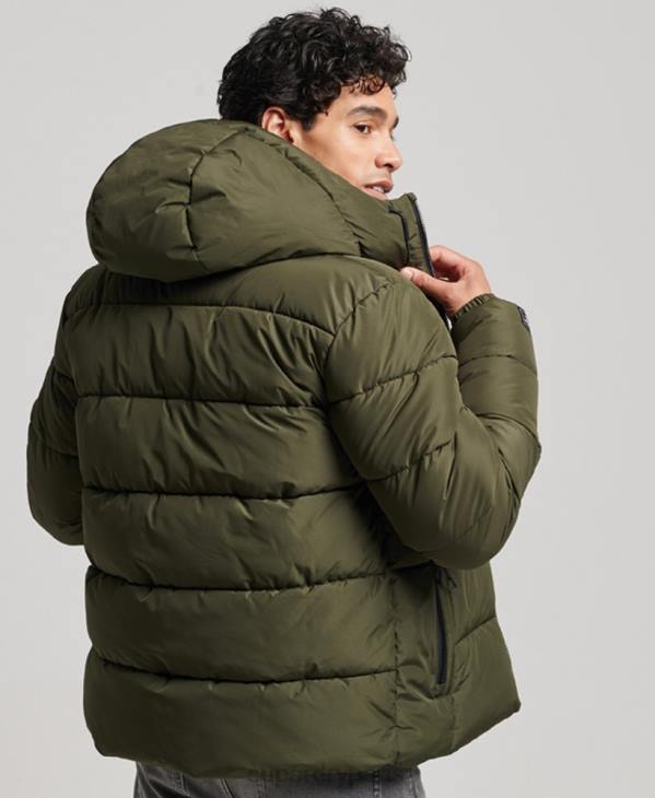 Superdry Hommes doudoune de sport à capuche D64Z1020 vêtements kaki