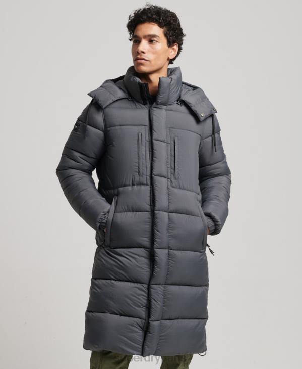 Superdry Hommes doudoune longue en ripstop D64Z1042 vêtements gris