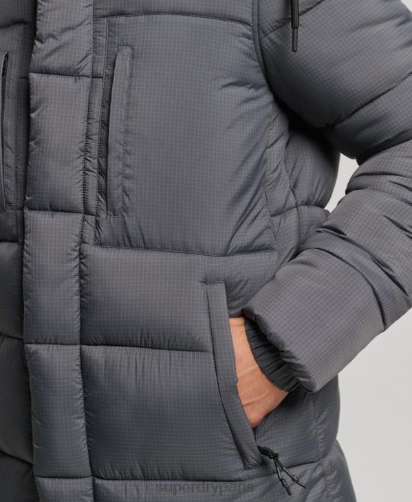 Superdry Hommes doudoune longue en ripstop D64Z1042 vêtements gris