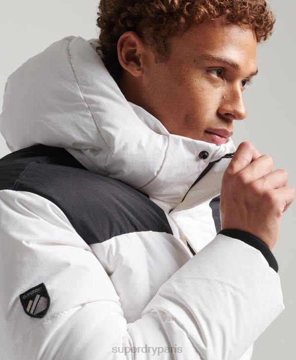 Superdry Hommes doudoune matelassée à capuche D64Z1054 vêtements blanc