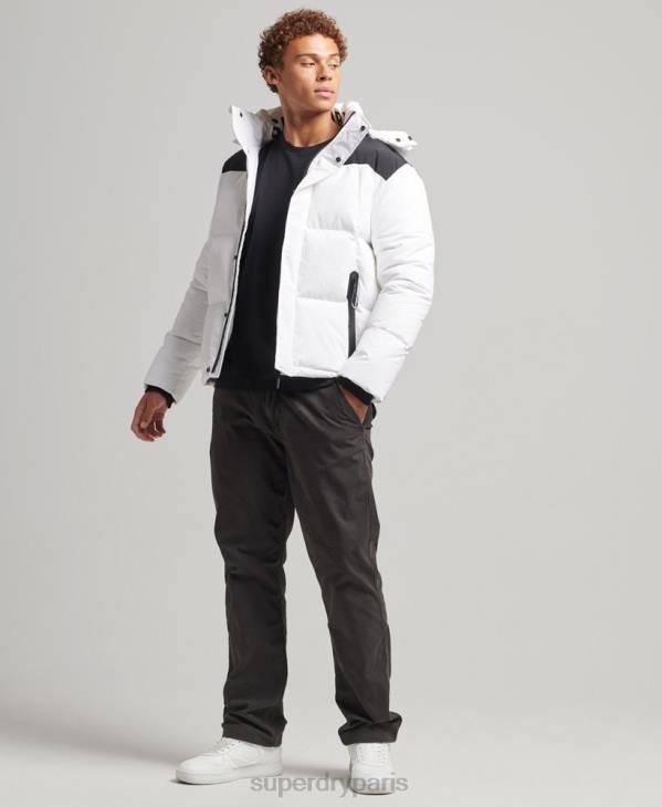 Superdry Hommes doudoune matelassée à capuche D64Z1054 vêtements blanc