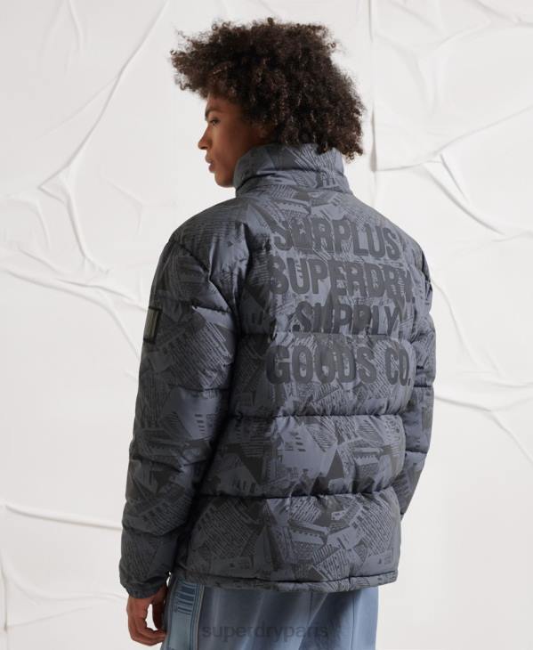 Superdry Hommes doudoune réfléchissante en surplus D64Z4780 vêtements gris foncé