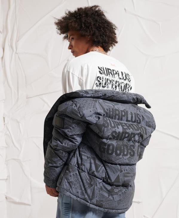 Superdry Hommes doudoune réfléchissante en surplus D64Z4780 vêtements gris foncé