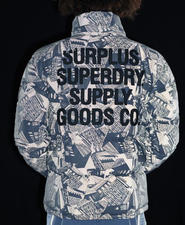 Superdry Hommes doudoune réfléchissante en surplus D64Z4780 vêtements gris foncé
