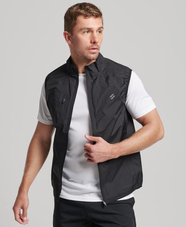 Superdry Hommes gilet coupe-vent léger run D64Z4726 vêtements noir