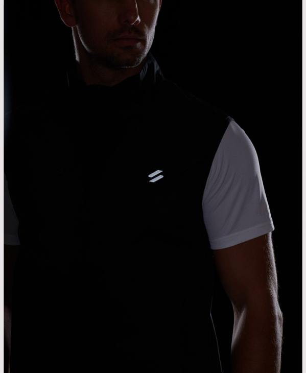Superdry Hommes gilet coupe-vent léger run D64Z4726 vêtements noir