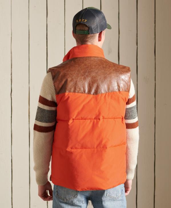 Superdry Hommes gilet en cuir mélangé montagne D64Z4505 vêtements orange
