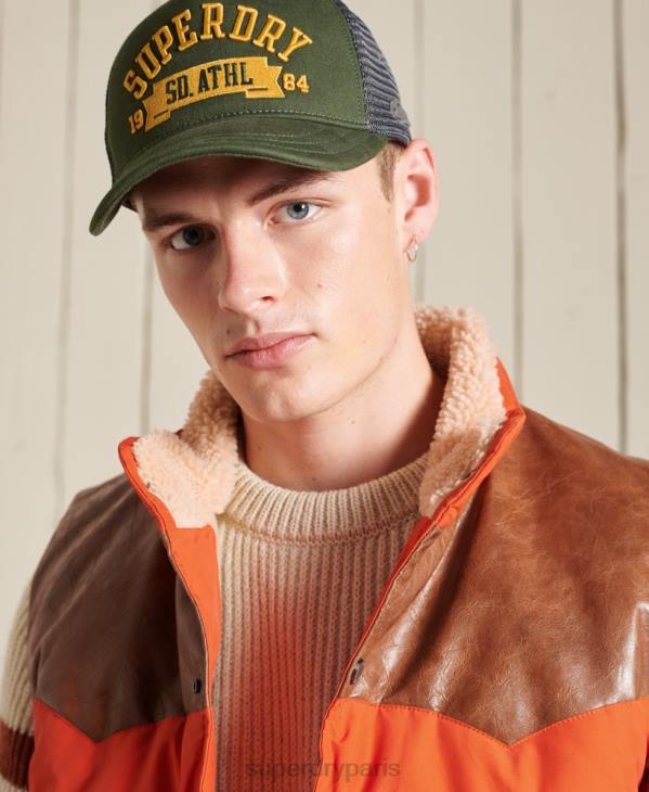 Superdry Hommes gilet en cuir mélangé montagne D64Z4505 vêtements orange