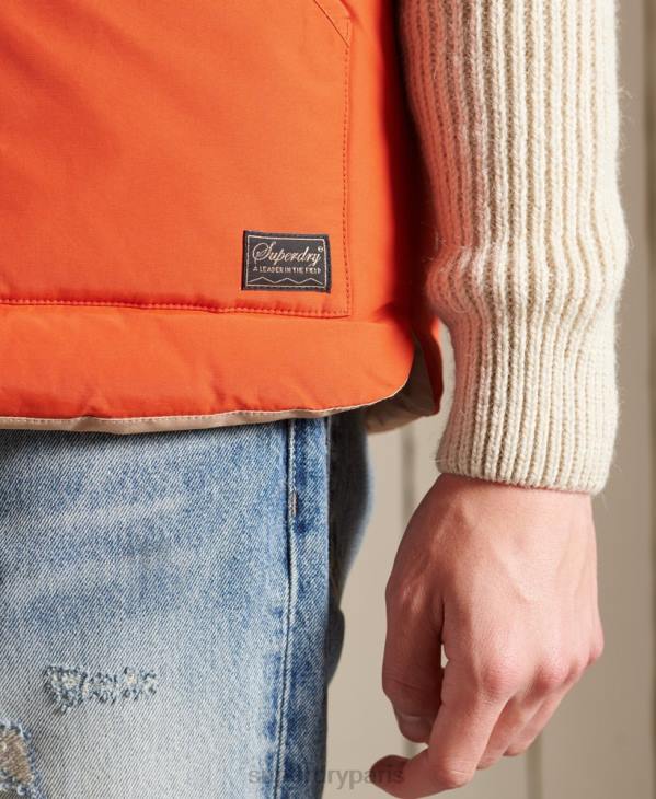 Superdry Hommes gilet en cuir mélangé montagne D64Z4505 vêtements orange