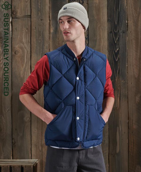 Superdry Hommes gilet en duvet de canard sec édition limitée D64Z4765 vêtements bleu