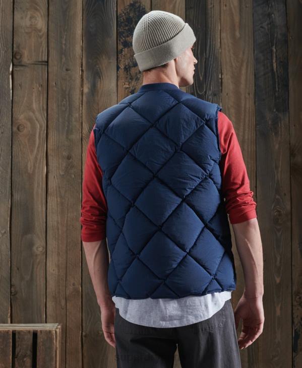 Superdry Hommes gilet en duvet de canard sec édition limitée D64Z4765 vêtements bleu