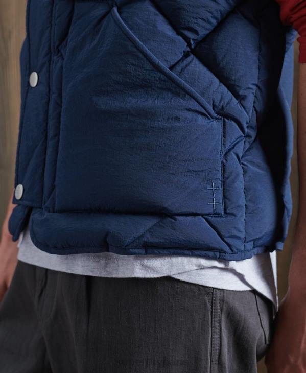 Superdry Hommes gilet en duvet de canard sec édition limitée D64Z4765 vêtements bleu