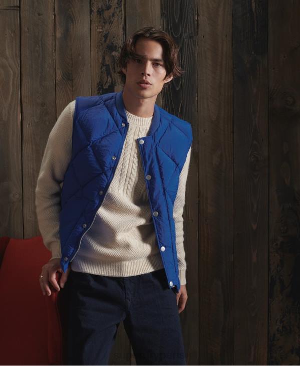 Superdry Hommes gilet en duvet de canard sec édition limitée D64Z4766 vêtements bleu