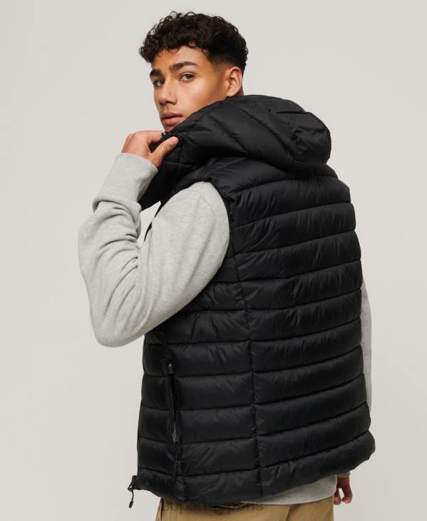 Superdry Hommes gilet matelassé classique à capuche D64Z1052 vêtements noir