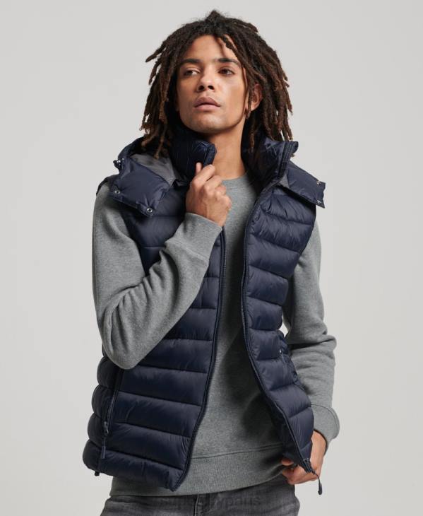 Superdry Hommes gilet matelassé classique à capuche D64Z1069 vêtements marine