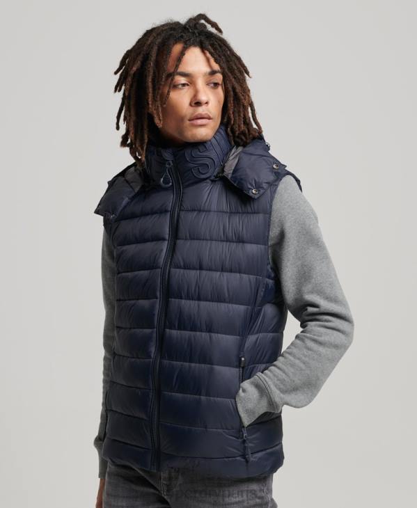 Superdry Hommes gilet matelassé classique à capuche D64Z1069 vêtements marine