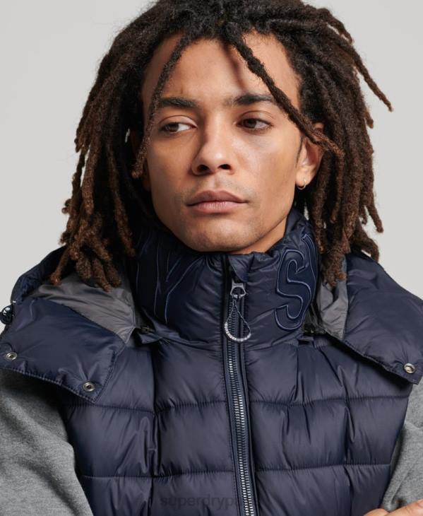 Superdry Hommes gilet matelassé classique à capuche D64Z1069 vêtements marine