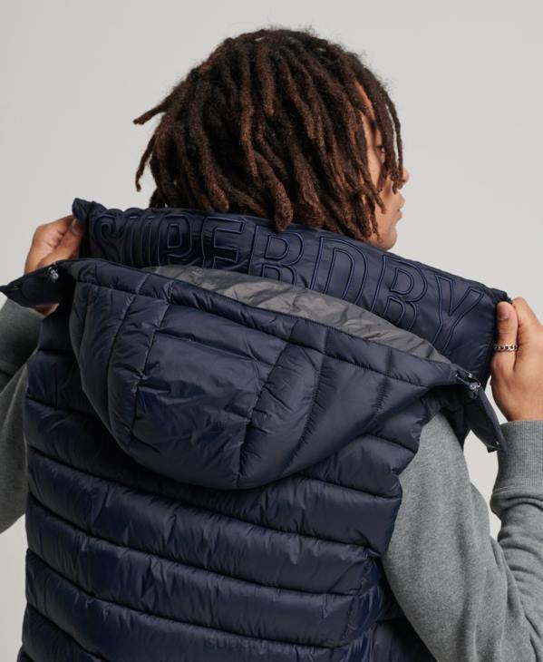 Superdry Hommes gilet matelassé classique à capuche D64Z1069 vêtements marine