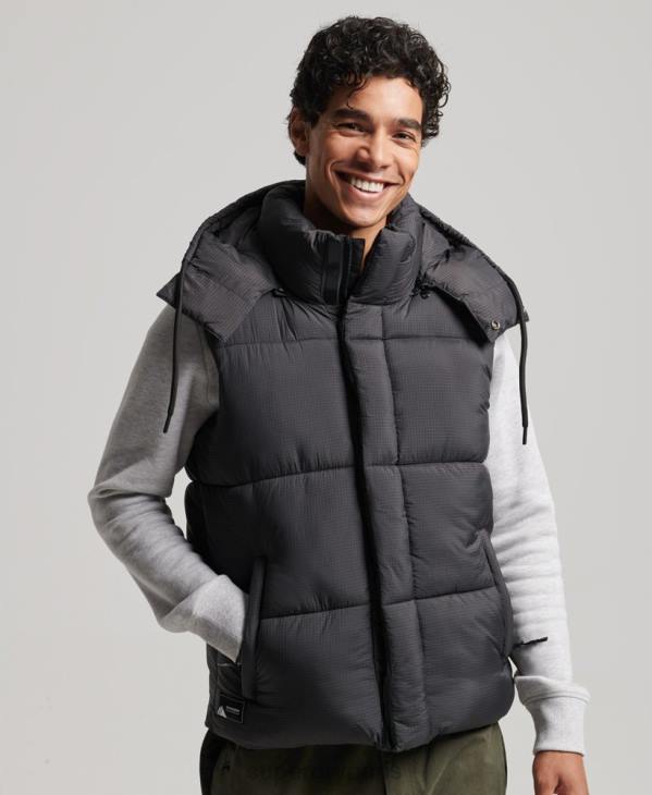 Superdry Hommes gilet matelassé court touchline D64Z1032 vêtements noir