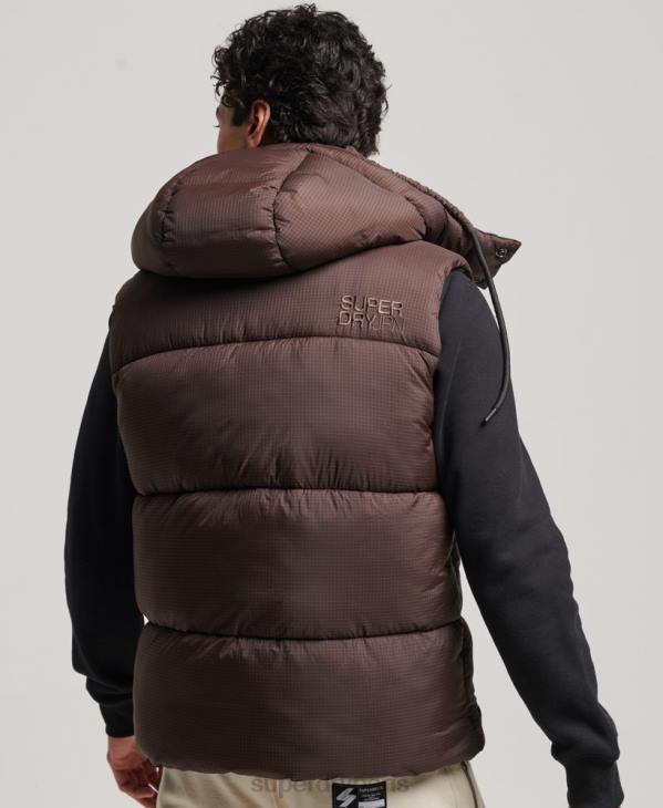 Superdry Hommes gilet matelassé court touchline D64Z958 vêtements brun