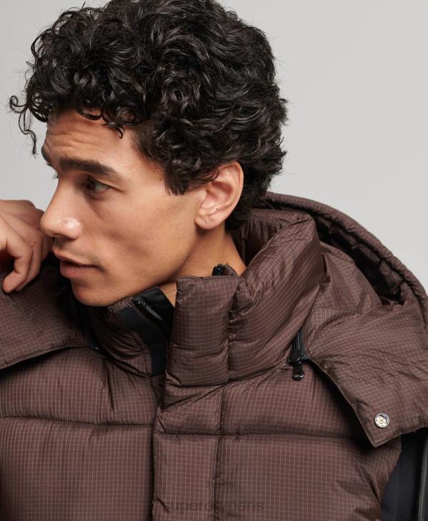 Superdry Hommes gilet matelassé court touchline D64Z958 vêtements brun