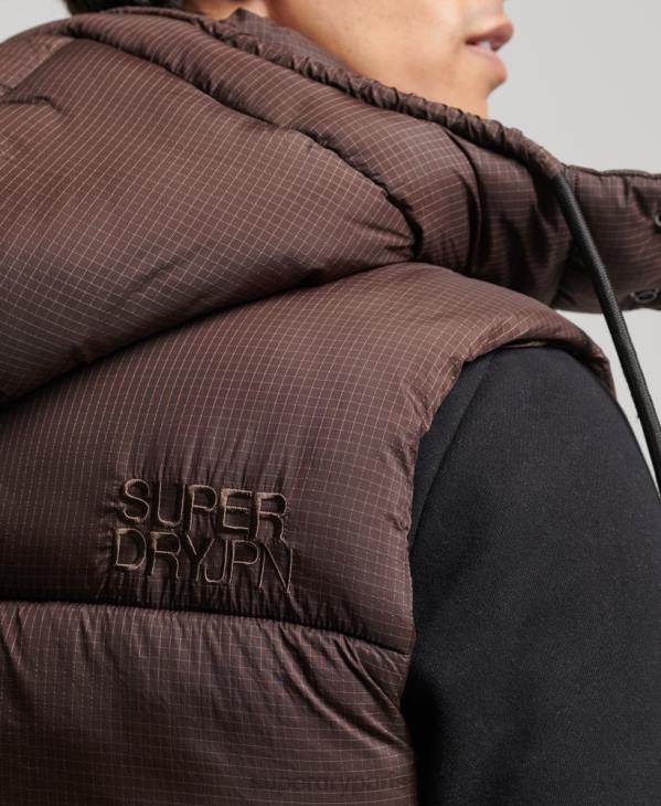 Superdry Hommes gilet matelassé court touchline D64Z958 vêtements brun