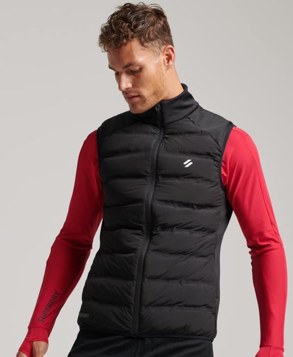Superdry Hommes gilet matelassé run hybride D64Z1133 vêtements noir