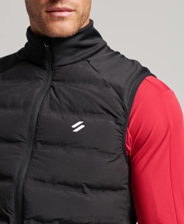 Superdry Hommes gilet matelassé run hybride D64Z1133 vêtements noir