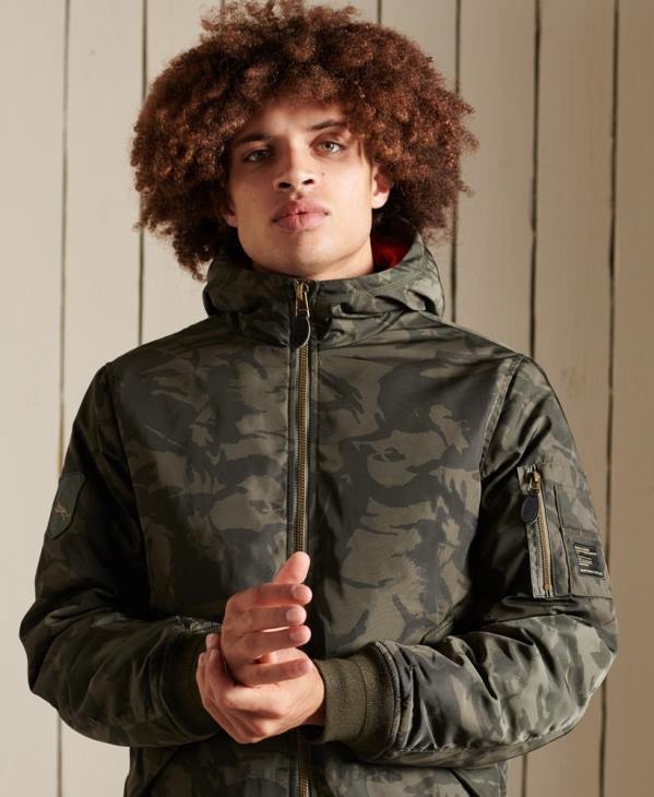 Superdry Hommes ma1 veste bomber à capuche D64Z4575 vêtements vert