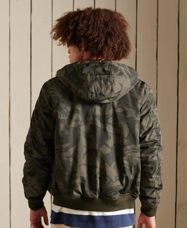Superdry Hommes ma1 veste bomber à capuche D64Z4575 vêtements vert