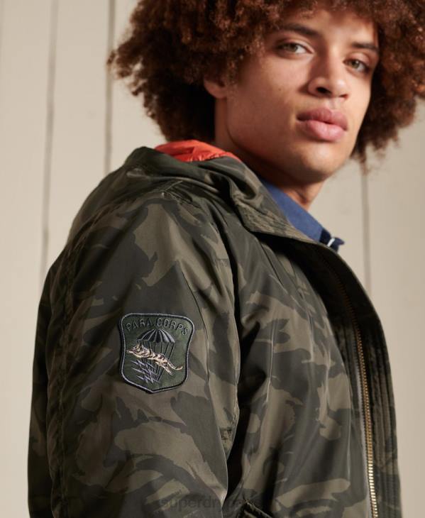 Superdry Hommes ma1 veste bomber à capuche D64Z4575 vêtements vert