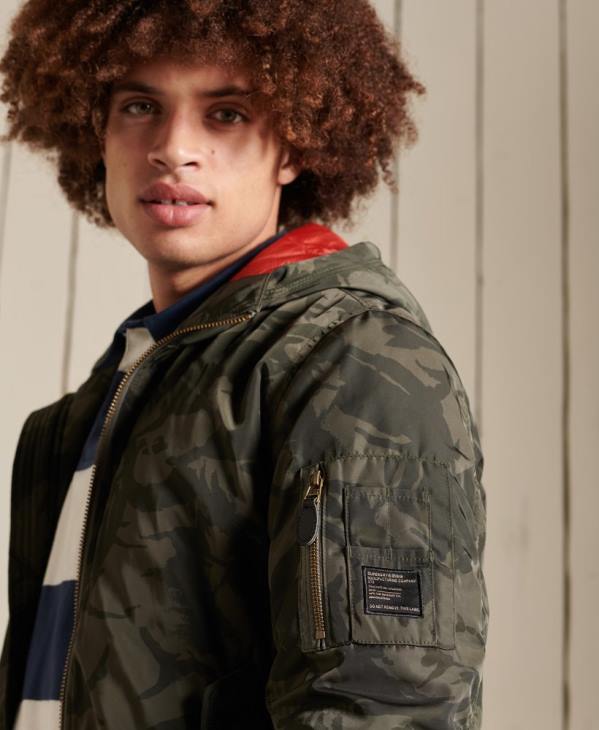 Superdry Hommes ma1 veste bomber à capuche D64Z4575 vêtements vert