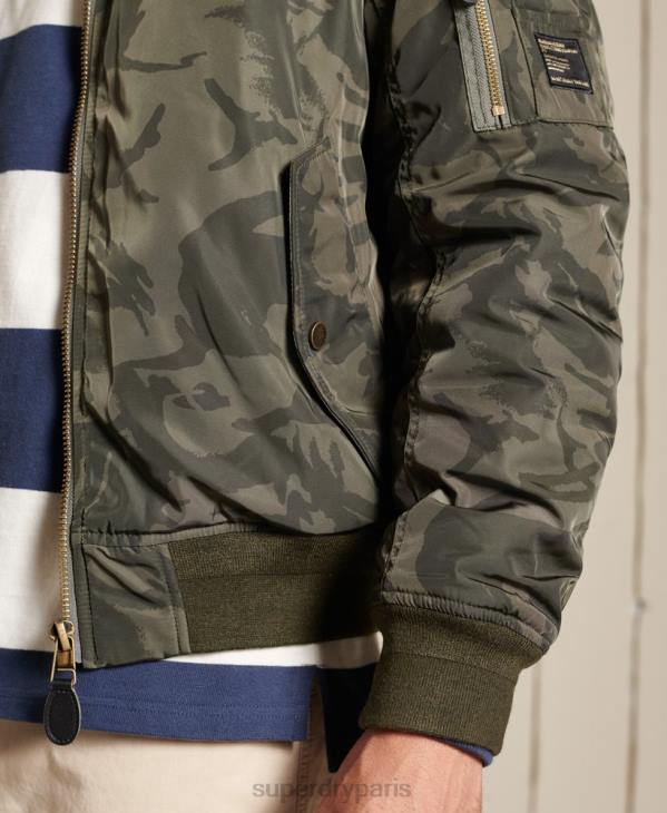 Superdry Hommes ma1 veste bomber à capuche D64Z4575 vêtements vert