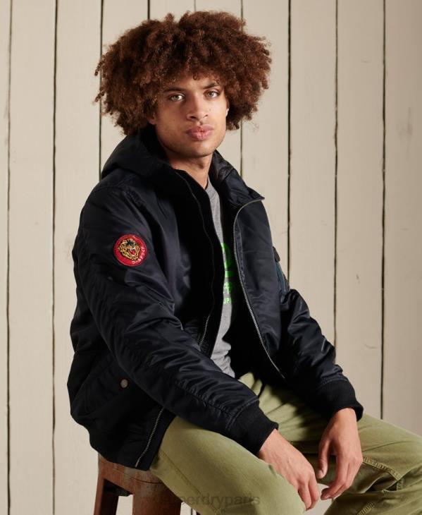 Superdry Hommes ma1 veste bomber à capuche D64Z4658 vêtements marine