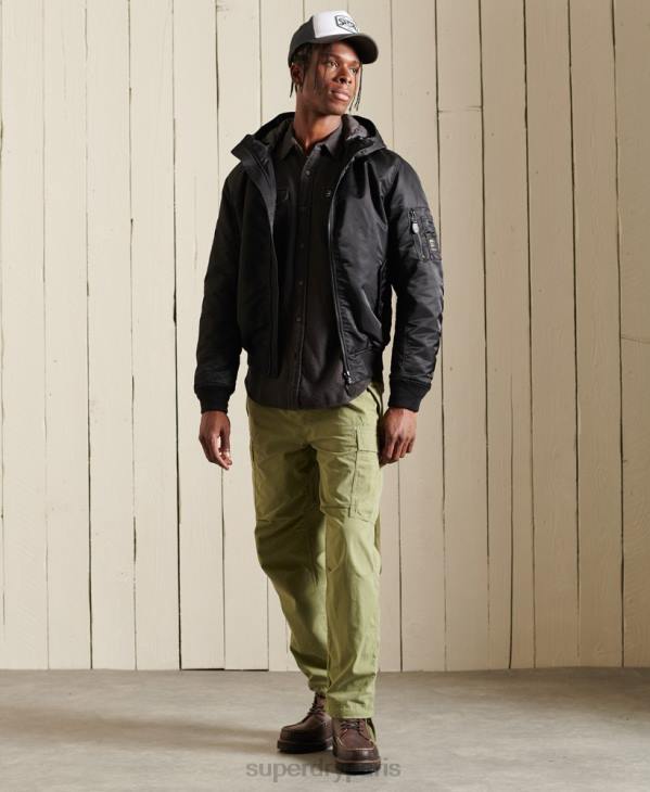 Superdry Hommes ma1 veste bomber à capuche D64Z4673 vêtements noir