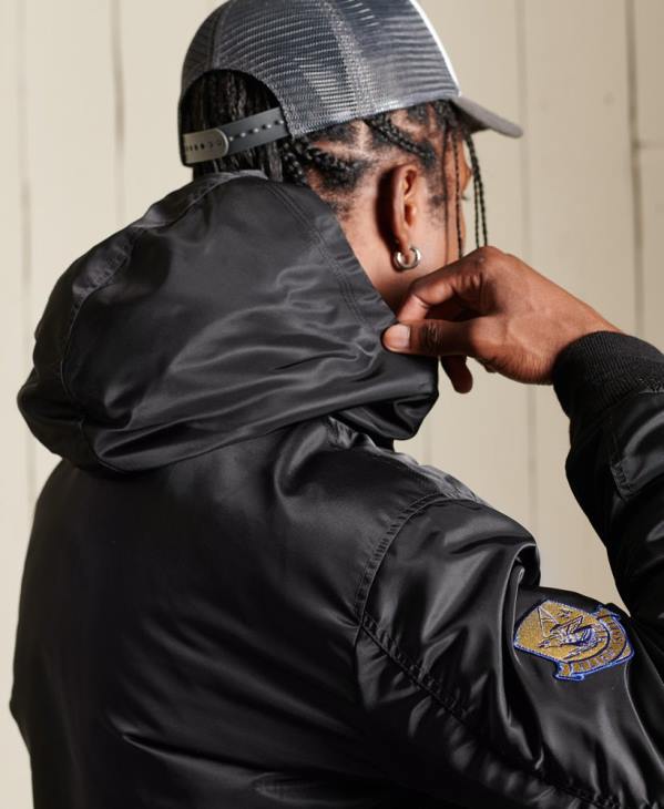 Superdry Hommes ma1 veste bomber à capuche D64Z4673 vêtements noir